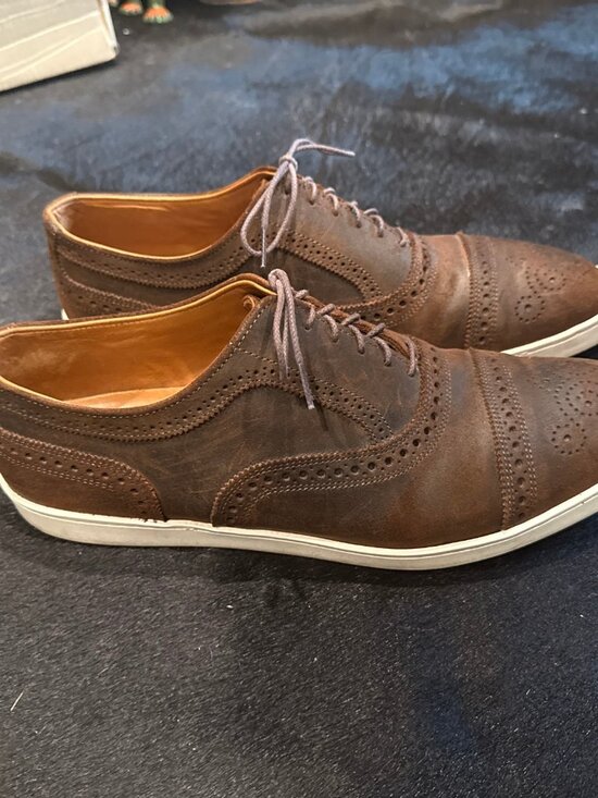 Allen Edmonds Strand Men’s Sz 12D Sneak Snuff Brown Suede Cap Toe Oxford Sneaker